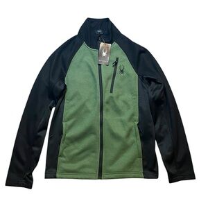 Spyder Men's Medium Raider 2.0 Full Zip Jacket Moss Green Zippered Pockets NWT